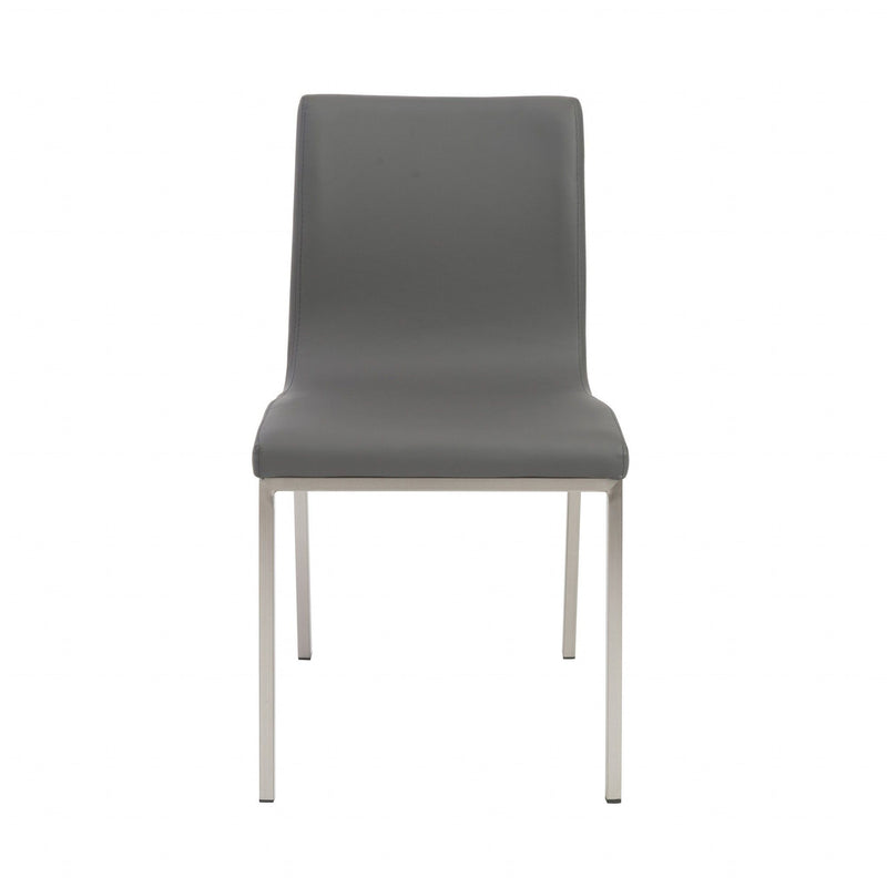 Leather Upholstered Dining Side Chairs (Set of 2) - Gray