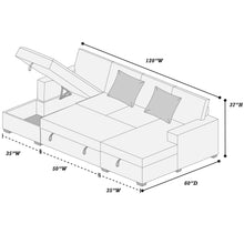 Load image into Gallery viewer, Convertible Sectional, Storage Chaises, Pull Out Middle Section - Chocolate
