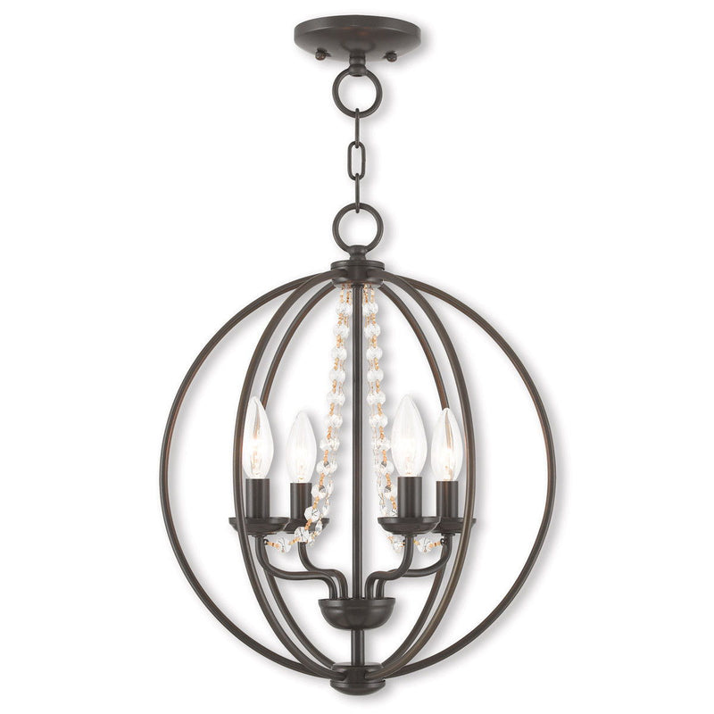 19'' Four Light Dimmable Chandelier With Shades - Bronze