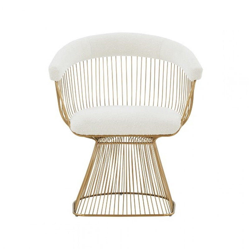 Fabric Steel Windsor Back Dining Arm Chair - White