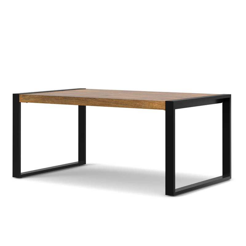 66" Solid Wood Iron Frame Base Dining Table - Natural / Black