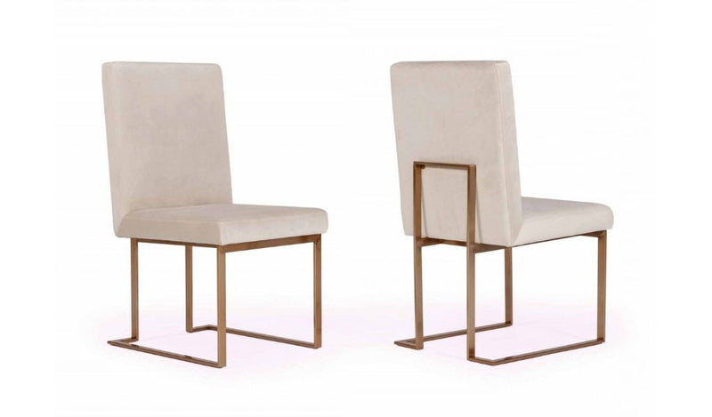 Upholstered Velvet Dining Side Chairs (Set of 2) - Beige