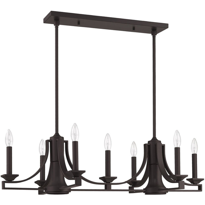 18" Nine Light Dimmable Chandelier With Shades - Bronze