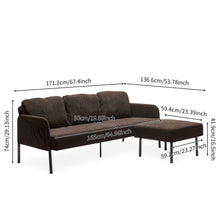 Load image into Gallery viewer, Modern L Shaped 3 Seater Sofa With Ottoman, Upholstered Couch For Small Spaces
