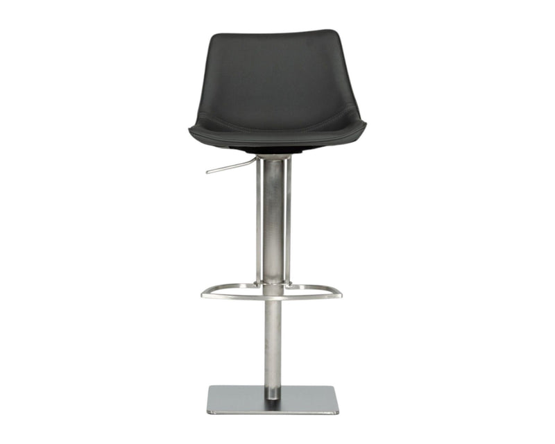Faux Leather And Stainless Steel Swivel Low Back Bar Height Bar Chair - Gray And Silver