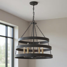 Load image into Gallery viewer, Candle Style Five Light Metal Dimmable Chandelier - Black / Gold
