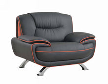 Load image into Gallery viewer, 47" Leather Match Arm Chair - Black And Silver
