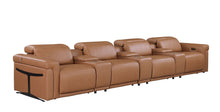 Load image into Gallery viewer, Top Grain Leather Reclining Metal USB Sofa (720375) - Chestnut
