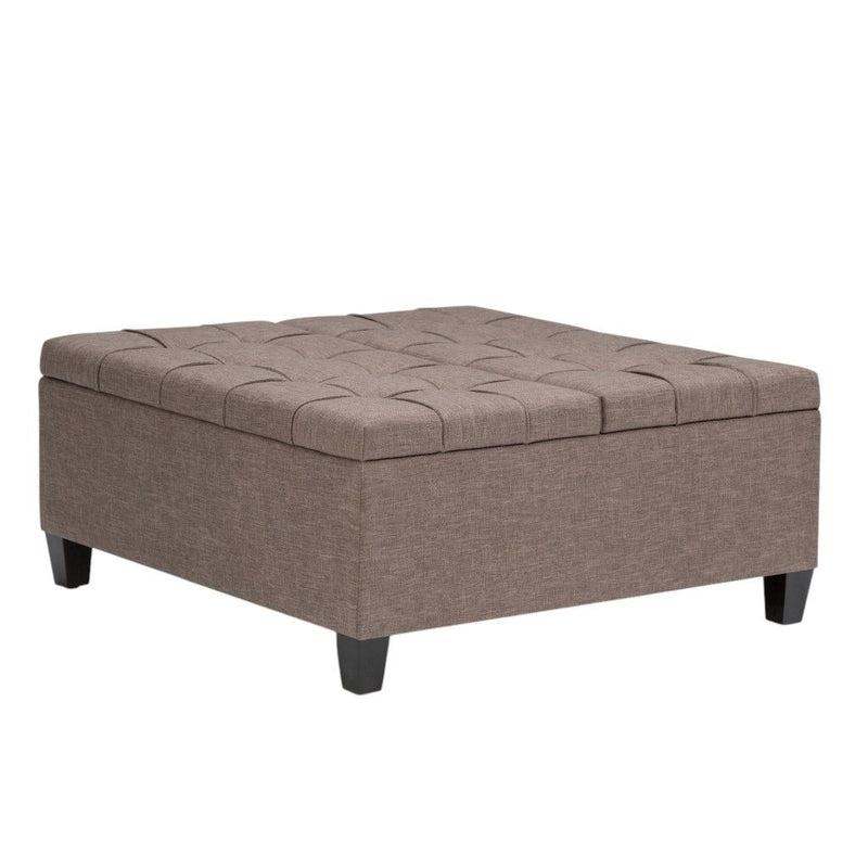 Fabric Cocktail Ottoman With Storage - Brown / Espresso