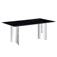 Load image into Gallery viewer, Modern Minimalist Dining Table With Imitation Marble Glass Desktop And Metal Legs

