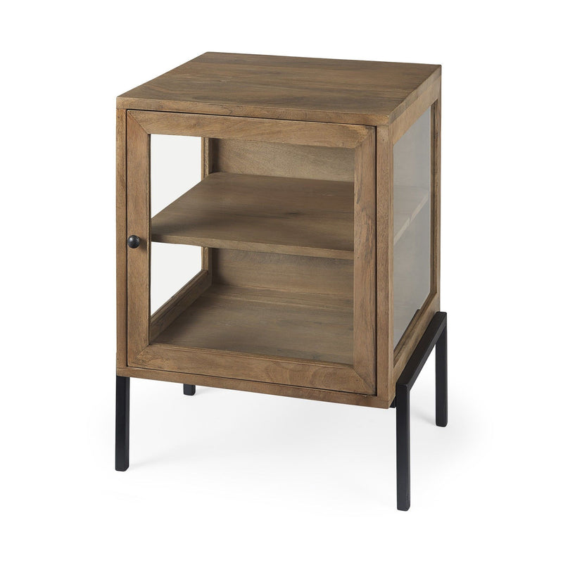 Solid Wood Square End Table - Light Brown