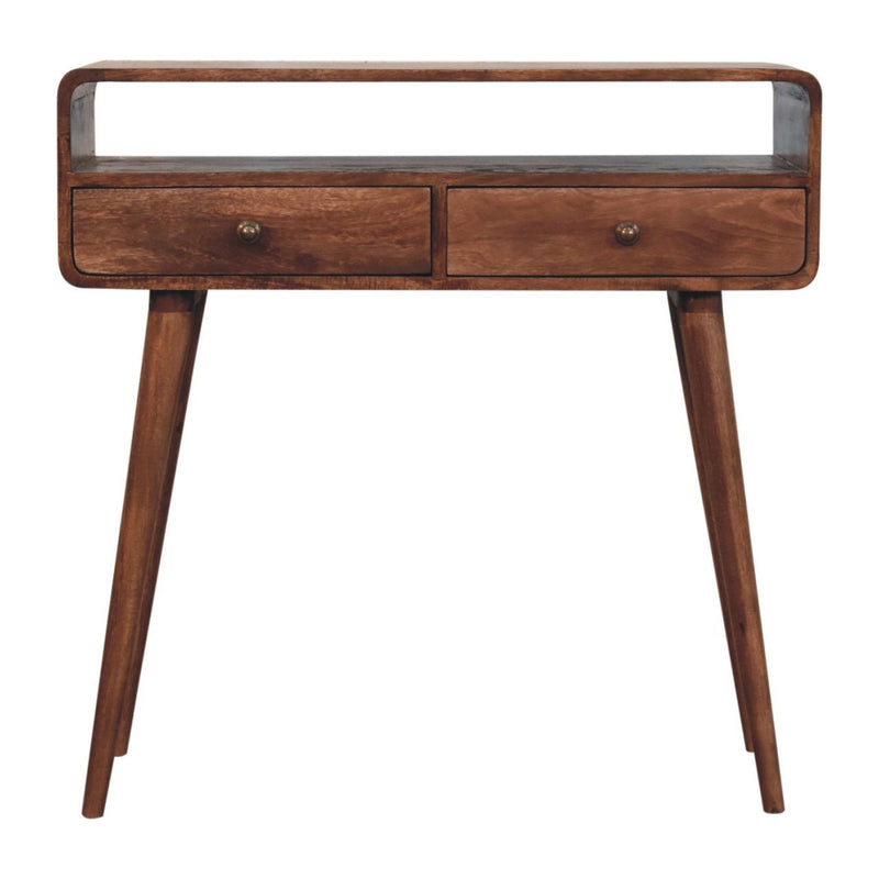 Solid Wood Console Table With Shelf With Drawer (723422) - Brown