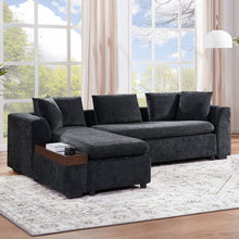 Load image into Gallery viewer, Modern L Shaped Sectional Sofa With Upholstery And Wooden Storage
