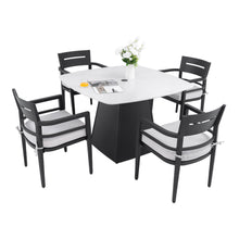 Load image into Gallery viewer, Outdoor Patio Dining Set, Squircle Dining Table, Dining Chairs With Sunbrella Cushions

