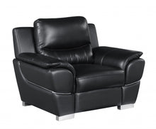 Load image into Gallery viewer, 48" Leather Match Arm Chair - Black And Silver
