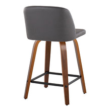 Load image into Gallery viewer, Toriano - Contemporary Fixed Height Counter Stool With Swivel &amp; Square Footrest (Set of 2) - Walnut / Gray
