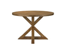 Load image into Gallery viewer, 48" Wood Cross Leg Base Round Top Dining Table - Oak
