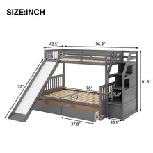Load image into Gallery viewer, Bunk Bed With Storage Staircase, Slide, Desk, Drawers, And Shelves
