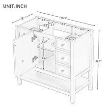 Load image into Gallery viewer, 36" Bathroom Vanity Base With 2 Cabinet And 3 Drawers - Black
