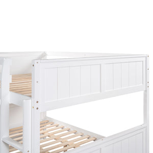 Full Over Full Bunk Bed with Twin Size Trundle, White ( old sku: LP000250AAK )