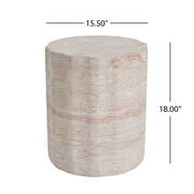 Load image into Gallery viewer, Elegant Indoor / Outdoor Lightweight Concrete Side Table With Travertine - Beige
