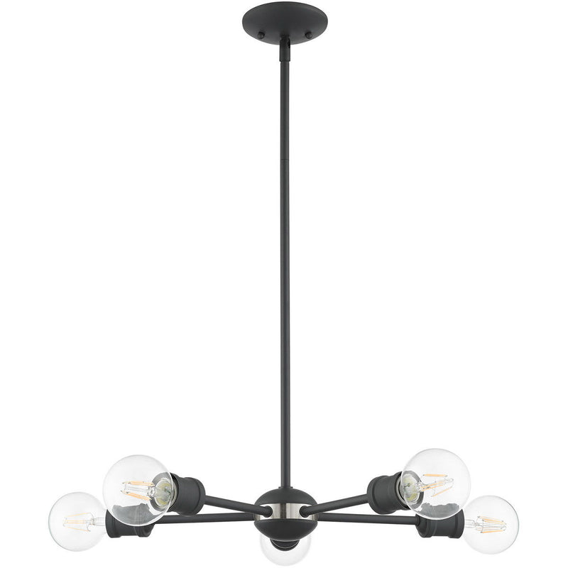 Five Light Dimmable Chandelier With Shades - Gray