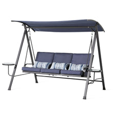 Load image into Gallery viewer, Steel 3 Seater Swing Porch Swing With Canopy - Blue
