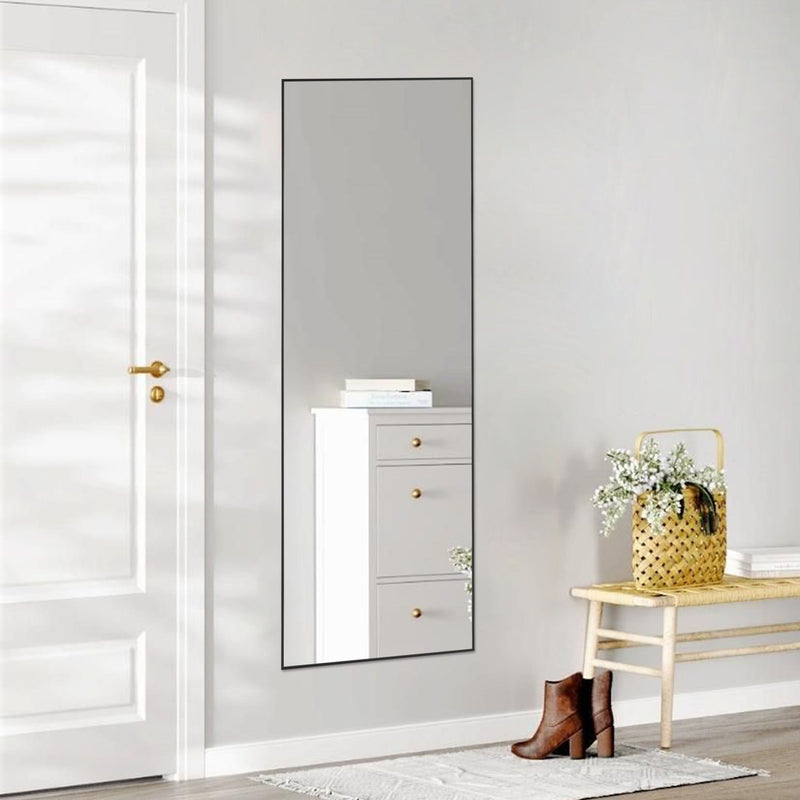 64" Aluminum Arch Freestanding Framed Standing Mirror - Black