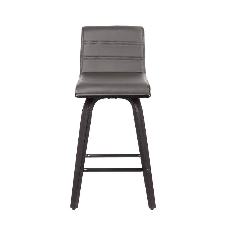 Fabric And Iron Low Back Counter Height Swivel Bar Chair - Gray And Black