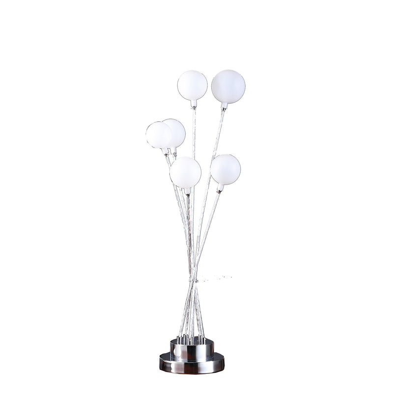 Chrome Six Light Globe Desk or Table Lamp - Silver