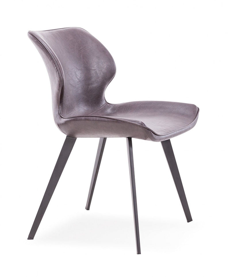 Upholstered Faux Leather Dining Side Chairs (Set of 2) - Brown / Black