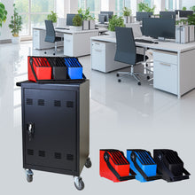 Load image into Gallery viewer, 32 Bit Device Charging Trolley For Tablets And Laptops With Cable Management, Removable Doors - Matte Black
