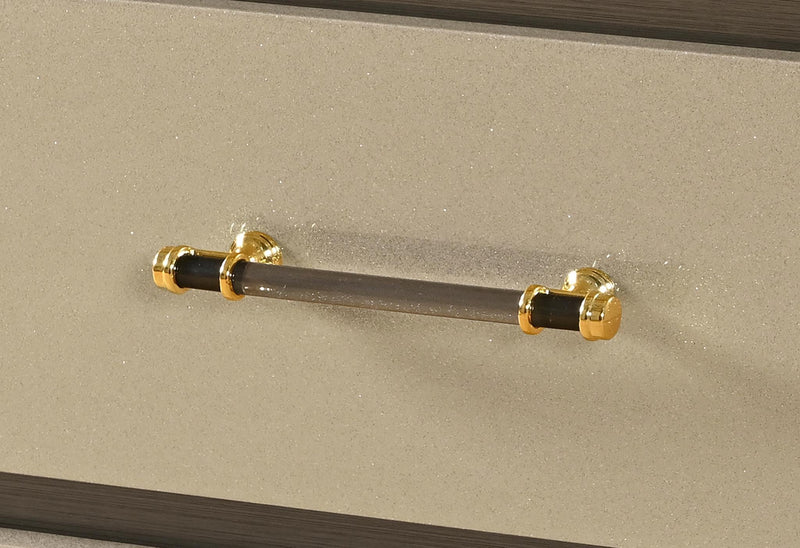 Wood Lighted Six Drawer Double Dresser - Gold