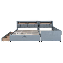 Load image into Gallery viewer, Upholstered Mother &amp; Child Bed With Hydraulic Storage System, Drawer Box, Bedhead Storage Shelf And 2 Pairs Of Sockets &amp; USB Ports
