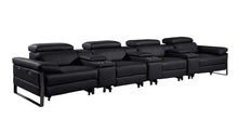 Load image into Gallery viewer, Top Grain Leather Reclining Metal USB Sofa (720350) - Black
