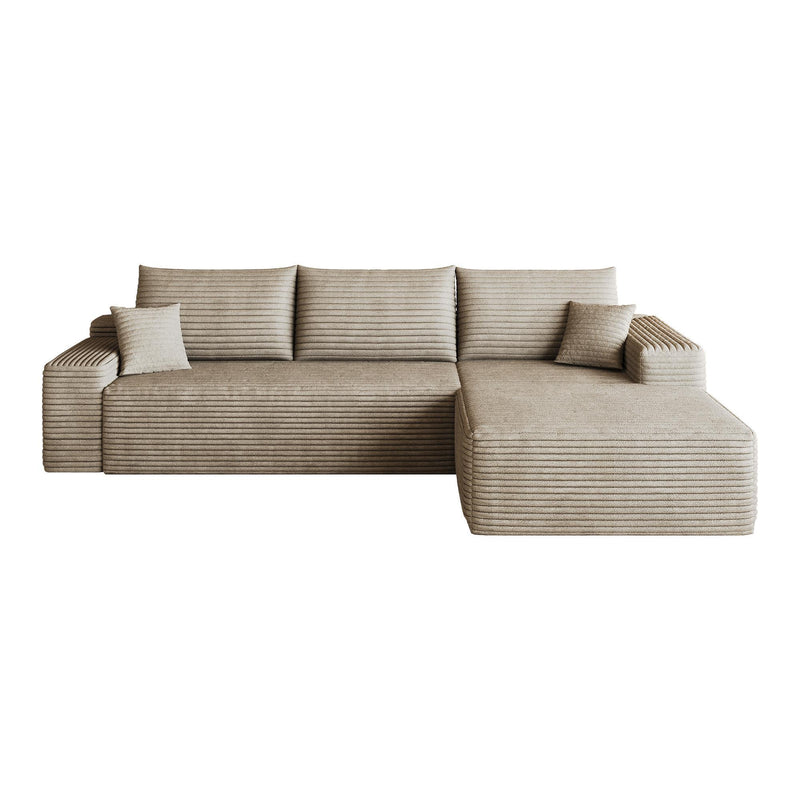Corduroy Modular L Shaped Sofa And Chaise Sectional (762627) - Camel