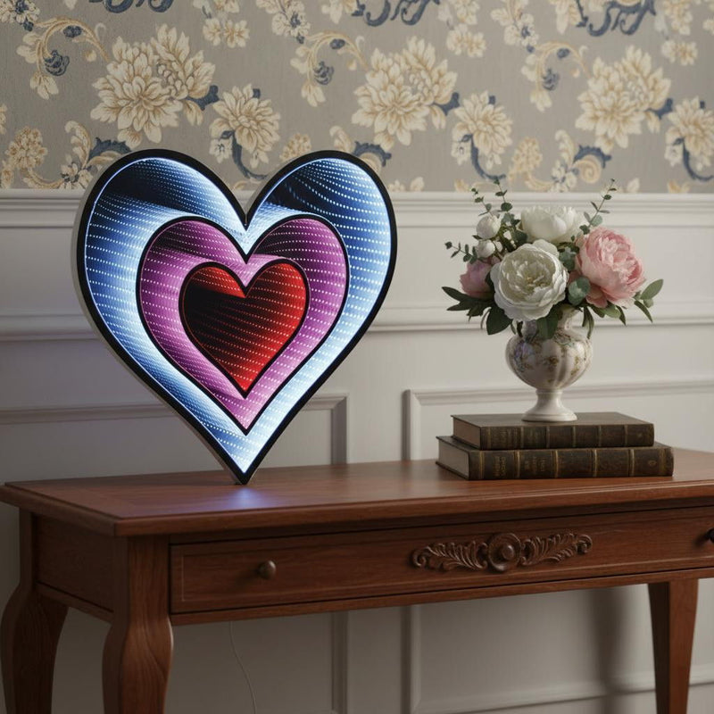 Plastic Tabletop Sculpture With LED - Red / Pink / White