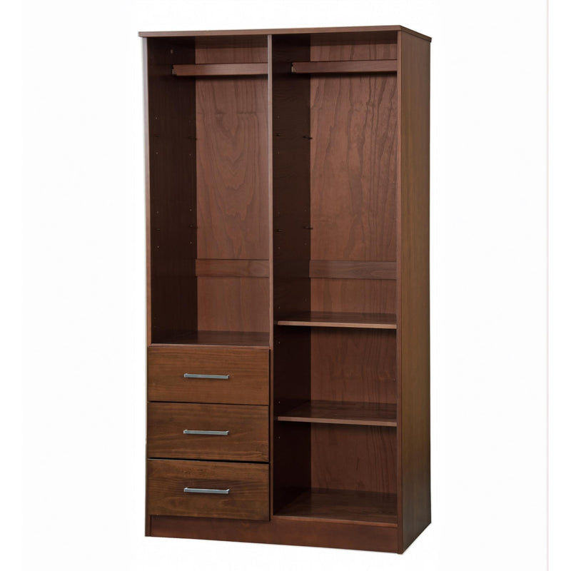 Solid Wood Mirrored Two Door Three Drawer Combo Dresser - Coffee