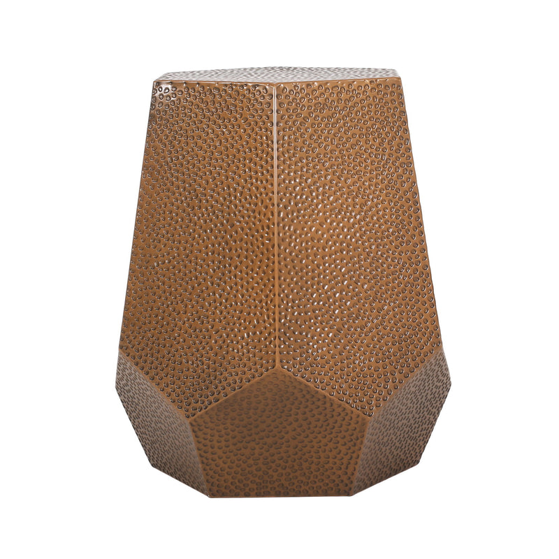 Iron Hexagonal Pedestal End Table - Brown