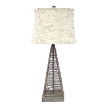Load image into Gallery viewer, Metal Geometric Bedside With White Text Drum Shade - Gray

