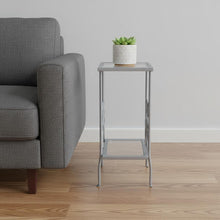 Load image into Gallery viewer, Glass And Metal Square End Table With Shelf - Silver And Clear
