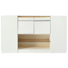 Load image into Gallery viewer, Modern Luxury Multi-Functional Island Vanity Dresser And Storage Cabinet With Glass Tabletop, Display Shelf, 6 Drawers For Walk In Wardrobe And Bedroom - Cream White
