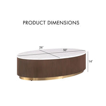 Load image into Gallery viewer, 3 Piece Table Set Oval Cocktail Table, 2 Round End Tables - Brown / Gold / White
