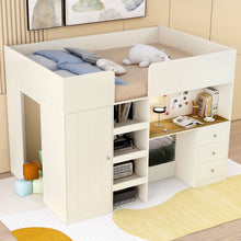 Load image into Gallery viewer, Loft Bed With Built In Wardrobe, Desk, Shelves, And Drawers
