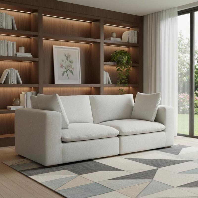 88" Fabric Modular Sofa With Brown Legs - Gray