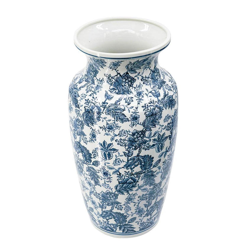 Chinoiserie Porcelain Urn Table Vase - Blue / White