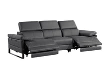 Load image into Gallery viewer, Top Grain Leather Reclining Metal USB Sofa (720324) - Dark Gray
