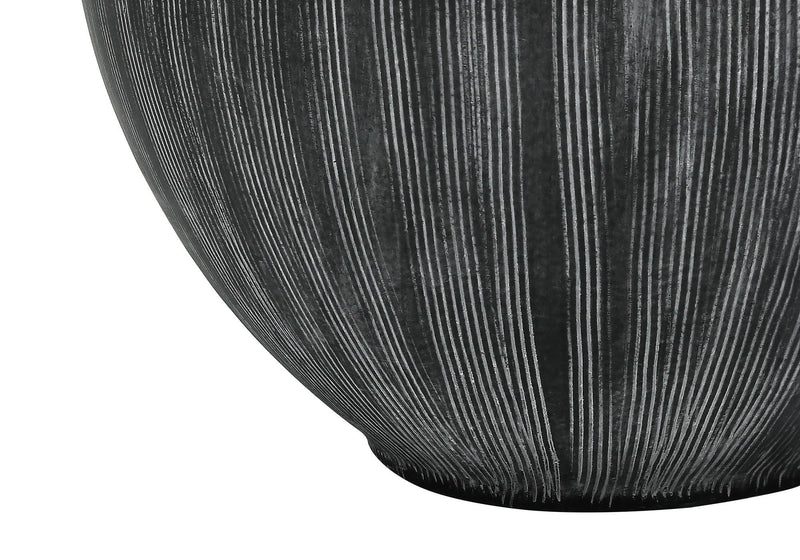 23" Ceramic Round Table Lamp With Black Drum Shade - Black