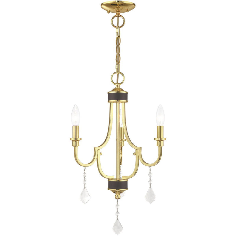 22" Three Light Dimmable Chandelier With Shades - Brass