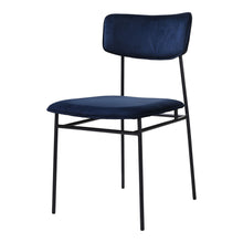 Load image into Gallery viewer, Upholstered Velvet Open Back Dining Side Chair - Blue / Black
